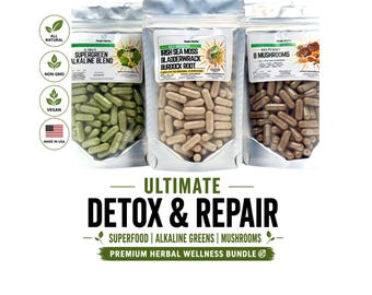 Irish Sea Moss, 8 Mushroom, Super Greens Blend: Alkaline Superfood Peak Herbs