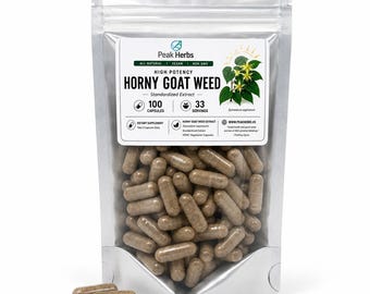 Horny Goat Weed Extraxt Capsules - NON-GMO Health Wellness Supplement by Peak Herbs