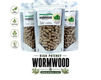 Wormwood Capsules: 10x Extract, High Potency Paracleanse Reset NON-GMO Herbal Supplement Made Fresh