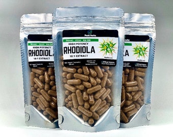 Organic Rhodiola Rosea Capsules - Pure 10x Extract 500mg Capsules Made Fresh by Peak Herbs