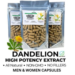 Dandelion Extract Capsules: 1500mg High Potency NON-GMO Herbal Supplement Made Fresh
