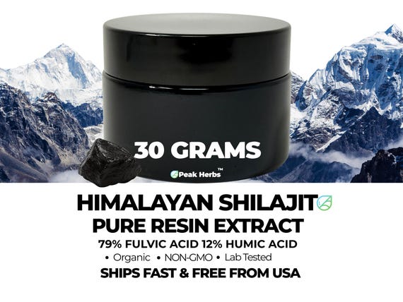 Pure Himalyan Shilajit Resin Extract - Standardized 79% Fulvic Acid, 12 Humic Acid, Organic, NON-GMO by Peak Herbs
