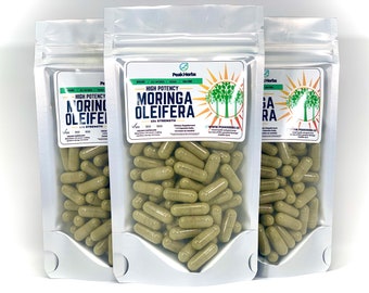 Pure Organic Moringa Oleifera Superfood Capsules - Nutrient Dense, Tree of Life, Organic, NON-GMO, Peak Herbs