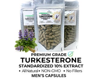 Turkesterone Capsules: Standardized 10% Ajuga Extract Fitness Health and Wellness Supplement by Peak Herbs