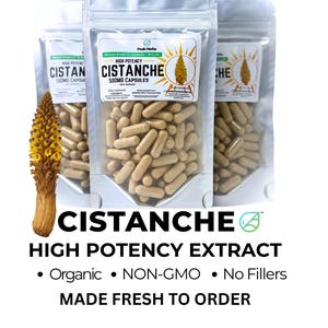 Organic Cistanche Deserticola Extract Capsules: 1500mg High Potency NON-GMO Vegan Herbal Supplement Made Fresh