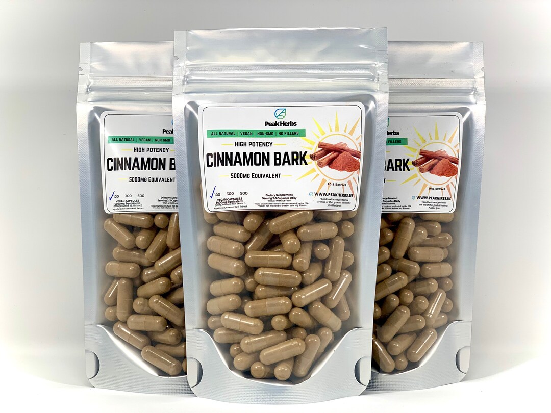 Cinnamon Bark Capsules 5000mg Equivalent 101 Extract Peak Etsy