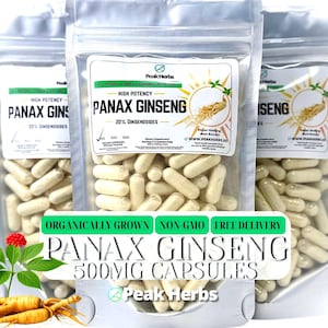 Organic Ginseng Extract Capsules - Premium High Potency Ginsenoside Extract, All natural, No fillers - Peak Herbs