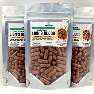 Lion's Blood Ultra Blend - Tongkat, Maca, Ginseng, Beet, Rhodiola, Tribulus, Cordyceps, Lion's Mane - By Peak Herbs