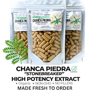 Organic Chanca Piedra Extract Capsules: Stone Breaker, High Potency NON-GMO Herbal Supplement Made Fresh