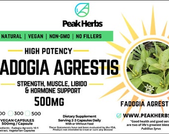 Organic Fadogia Agrestis Capsules - 5000mg All Natural, Premium Quality, no Fillers - Peak Herbs