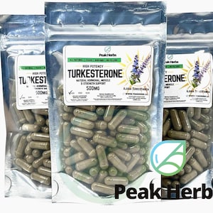 Gélules de turkestérone à 10 % - Extrait de qualité supérieure d'Ajuga Turkestanica - par Peak Herbs