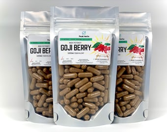 Organic Goji Berry Capsules - 5000mg 10x Extract - All Natural, No Fillers - Peak Herbs