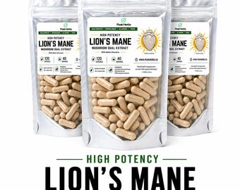 Lion's Mane Mushroom Extraxt Capsules: Standardized Dual Extracted, Beta Glucans by Peak Herbs