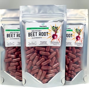 Organic Beet Root Capsules - 100% Beet Root, no Fillers, Additives, dyes - Peak Herbs