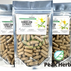 Organic Dandelion 500mg Extract Capsules - Organically Grown, NON-GMO, No Fillers, Dairy Free, Gluten Free Superfood by Peak Herbs