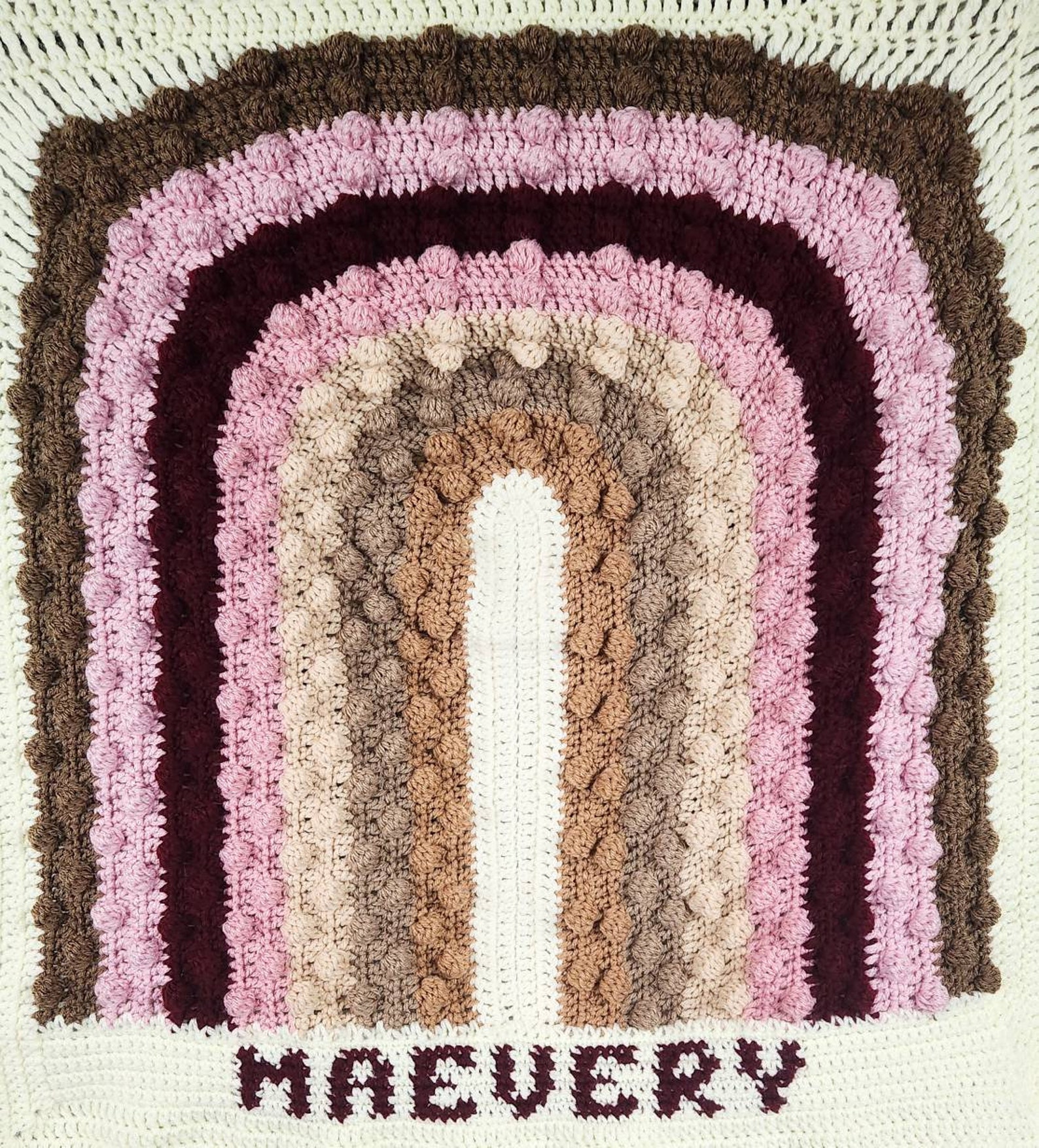 Personalize Crochet Boho Baby Blanket With Name Choose Your Etsy