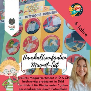 Haushaltsplan für Kinder, Wochenplan, Tagesablauf, Tagesroutine, Kindermagnete, Geschenk ab 3 , Schulanfang, Kitastart, Lernspielzeug, ADHS