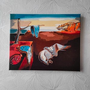 The Persistence of Memory by Salvador Dali reproduction painting on canvas 16x20 inches frame 40x50 cm acrylic painting home decor handmade