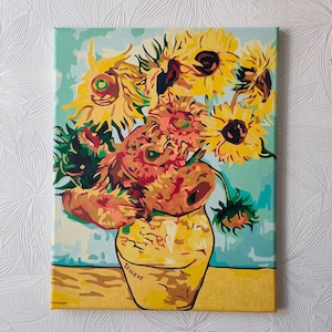 Sunflowers by Van Gogh reproduction painting on canvas 16x20 inches frame 40x50 cm acrylic painting handmade