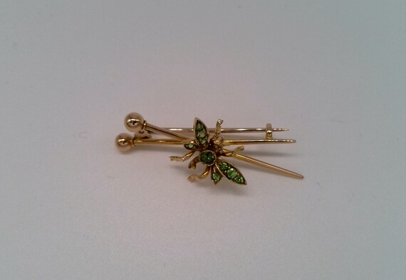 15ct Yellow Gold Insect Brooch with Garnets