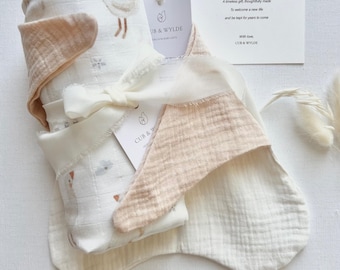 Organic Goose Comforter Lovey | Oatmeal Baby Gift Set | My First Companion