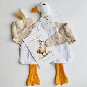 Doudou canard bio : double gaze de mousseline Lovey