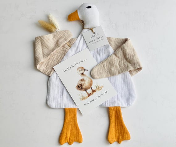 Organic Duck Baby Comforter: Double Gauze Muslin Lovey