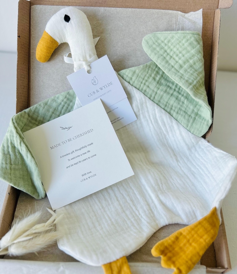 Organic Duck Baby Comforter: Double Gauze Muslin Lovey image 9