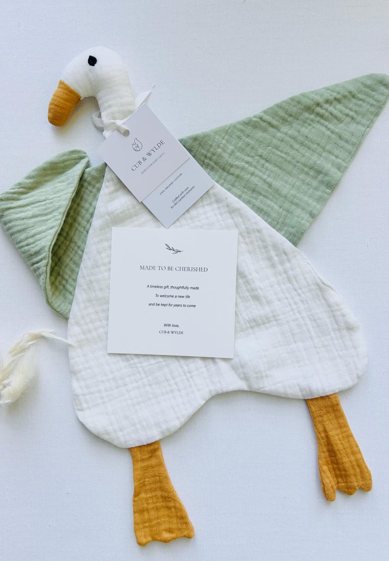 Organic Duck Baby Comforter: Double Gauze Muslin Lovey image 4