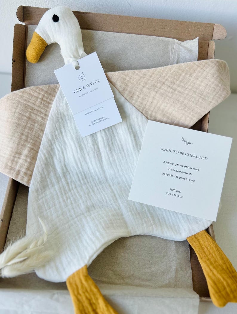Organic Duck Baby Comforter: Double Gauze Muslin Lovey image 3