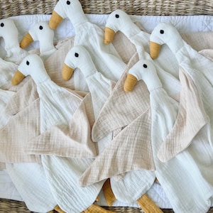 Organic Duck Baby Comforter: Double Gauze Muslin Lovey Oatmeal