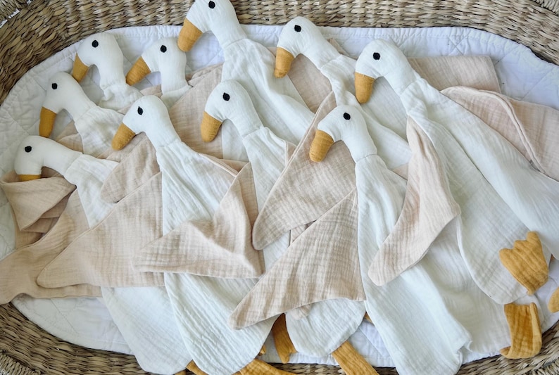 Organic Duck Baby Comforter: Double Gauze Muslin Lovey Oatmeal
