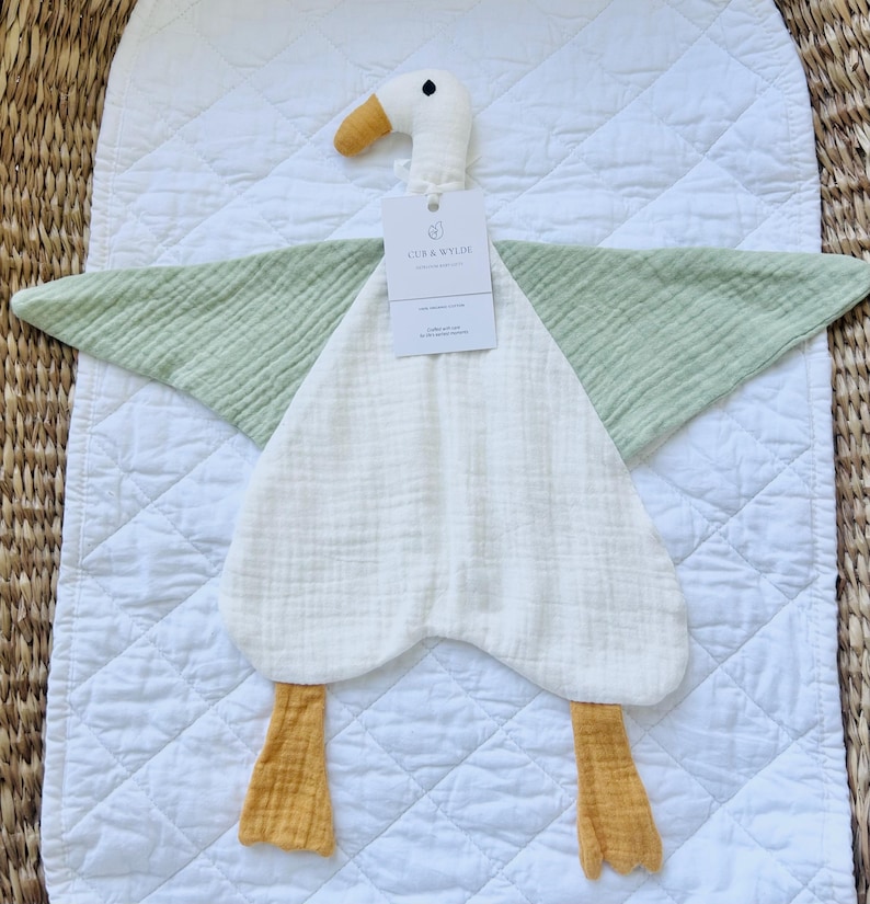 Organic Duck Baby Comforter: Double Gauze Muslin Lovey image 7