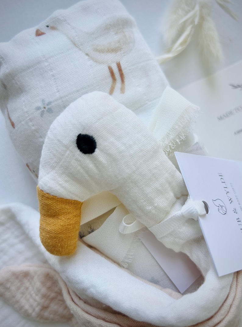 Organic Duck Baby Comforter: Double Gauze Muslin Lovey image 10