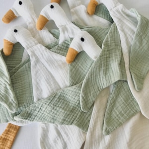 Organic Duck Baby Comforter: Double Gauze Muslin Lovey Sage