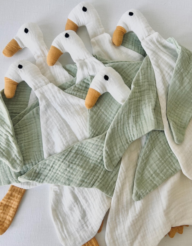 Organic Duck Baby Comforter: Double Gauze Muslin Lovey Sage