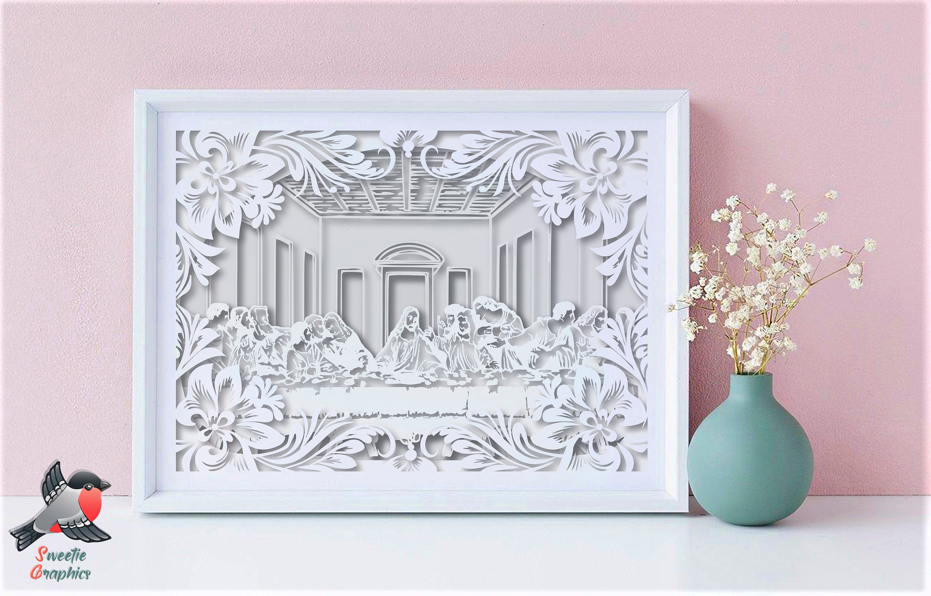 Última cena Lightbox Plantilla Jesús Sombra caja de papel Etsy