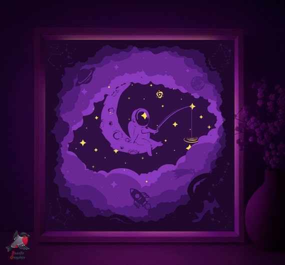 Download Spaceman Cosmonaut Lightbox Template Space Zodiac Stars Shadowbox Paper Cutting Template Wood Shadow Box Svg Png File Papercut 3d Light Box Clip Art Art Collectibles