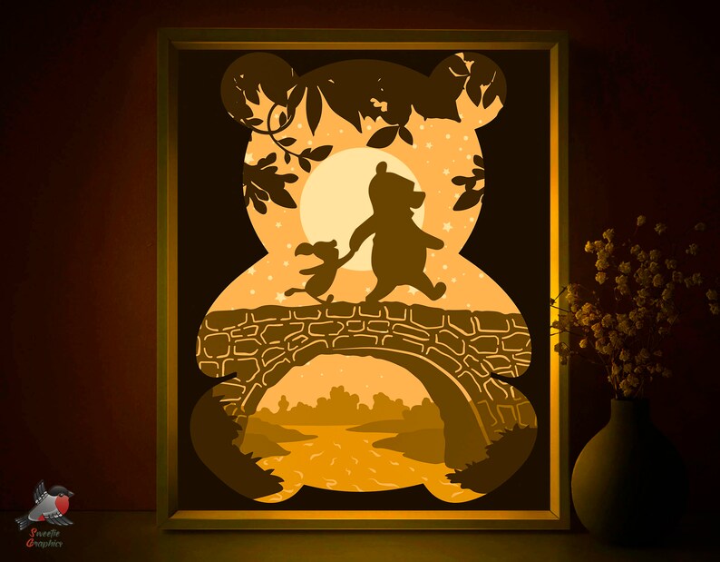Winnie-the-pooh Fairytale Shadow Box SVG Template Piglet | Etsy Denmark