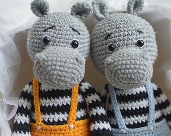 Twins baby gift set, Twin hippo toys, twin mom gifts, twins pregnancy announcement, twins baby shower, twin boys, Pregnancy shower gift box