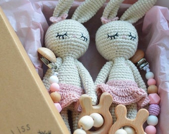Beautiful Twin Girls Baby Gift Set with cute bunny Twin Baby Shower Gift, Twin Girl Baby Hamper, Twin Hamper,Twin Gift,Baby twin Girls Gift