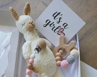 Baby alpaca Crochet llama Gift for newborn New Baby boy gift, New Baby Girl Gift, Newborn gift box, New Baby Gift box