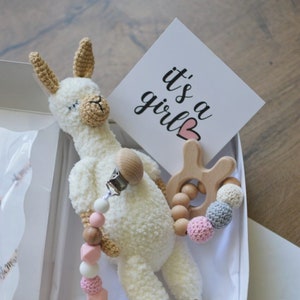 Baby alpaca Crochet llama Gift for newborn New Baby boy gift, New Baby Girl Gift, Newborn gift box, New Baby Gift box