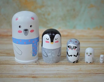 Matryoshka Wooden nesting toys for kids Fox stacking dolls Handmade wooden toys Kids toys Wooden toy Nursery decor Matryoshka Stacking dolls