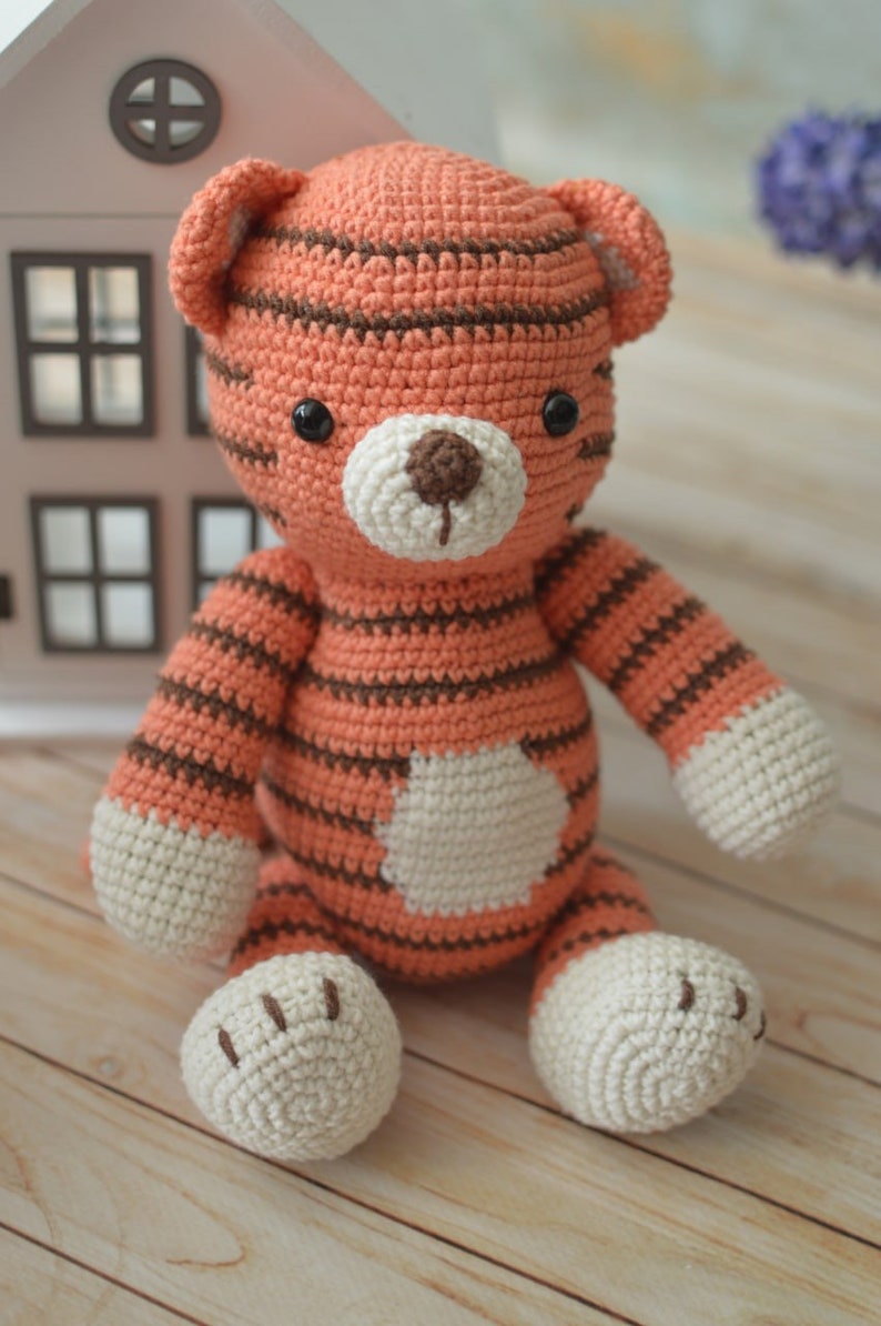 Cute Amigurumi Tiger Toy Handmade Crochet Tiger Special Tiger for Baby Gift Shower image 1