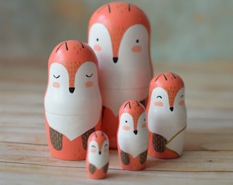 Matryoshka Wooden nesting toys for kids Fox stacking dolls Handmade wooden toys Kids toys Wooden toy Nursery decor Matryoshka Stacking dolls