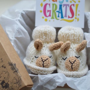 Unique pregnancy gift box for mom to be baby boy girl shower Gender reveal gift llama booties Congratulations pregnancy gift for new mom llama booties