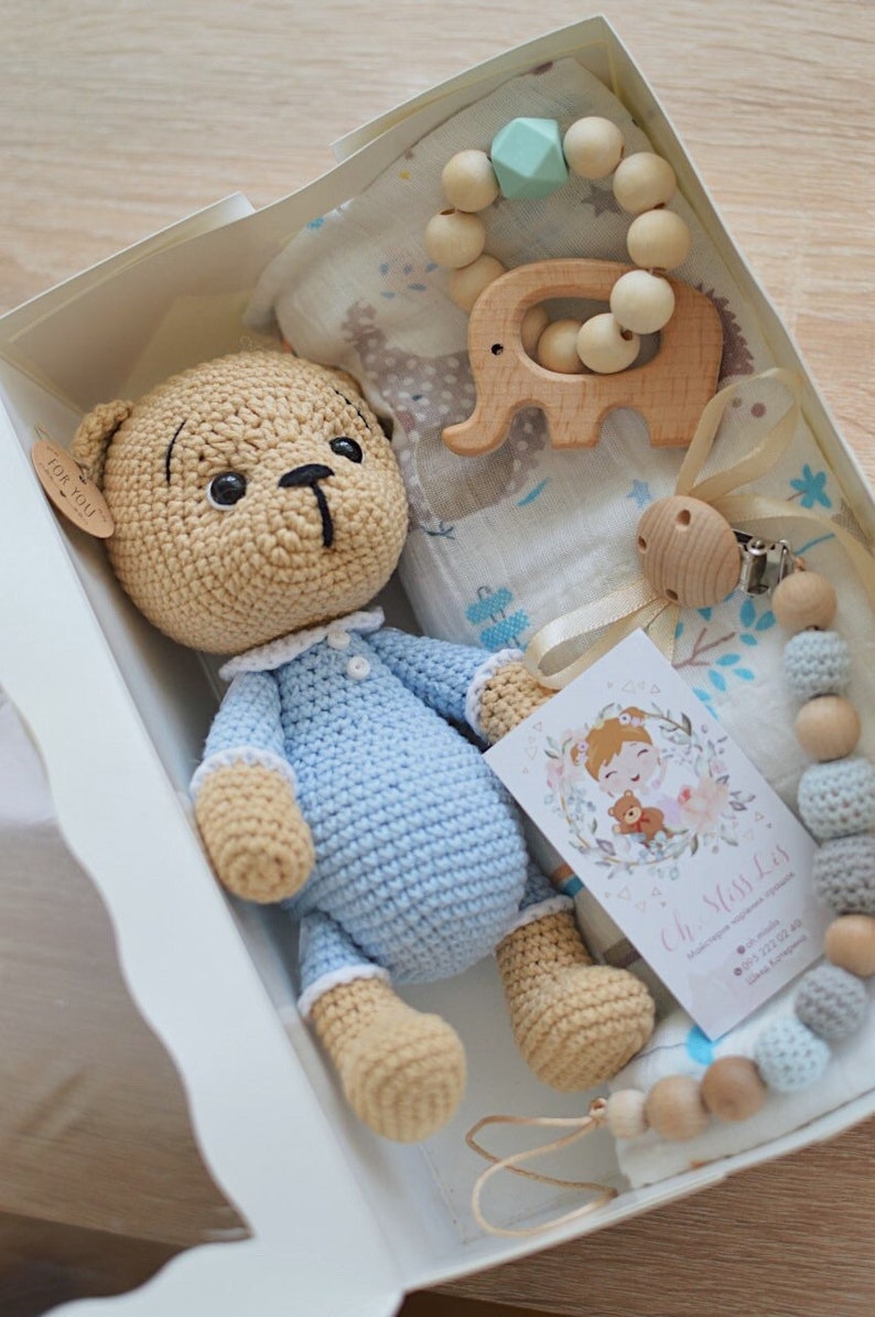 Cute crochet plush teddy in pajamas Sleeping toy teddy image 4