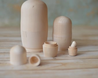 Blank nesting dolls 5 stacking dolls for toddler, 5 nesting dolls set, paint your own, stacking wooden toy for toddler, wooden puzzle