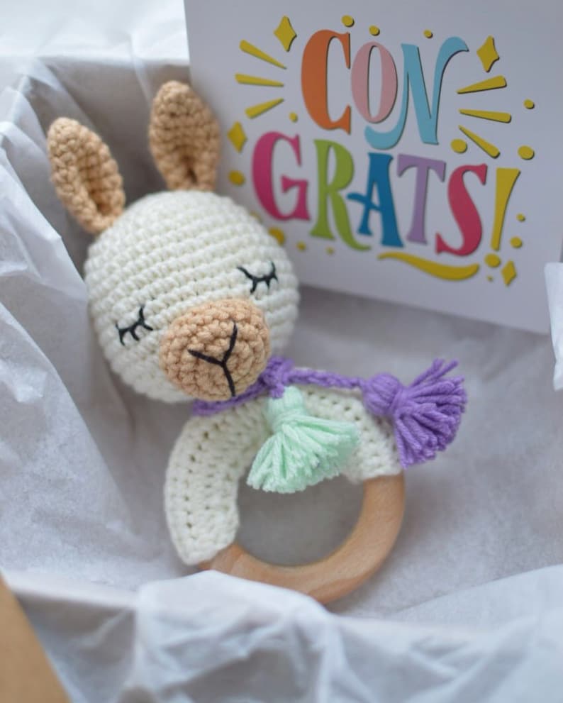 Unique pregnancy gift box for mom to be baby boy girl shower Gender reveal gift llama booties Congratulations pregnancy gift for new mom llama rattle